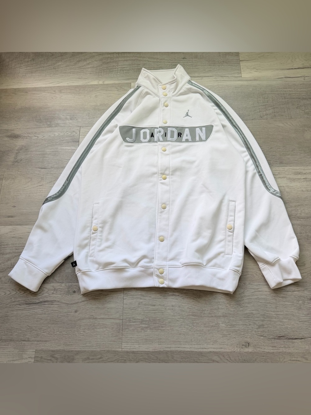 Jordan White Bomber Jacket with Gray Trim - A9